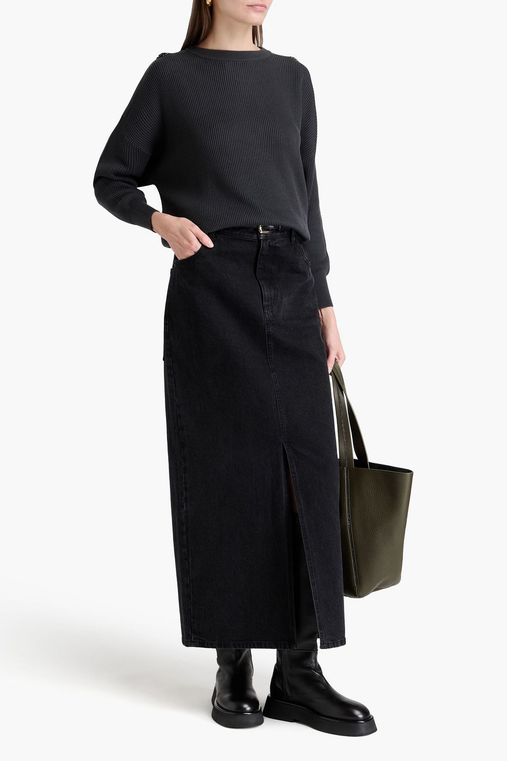 BRUNELLO CUCINELLI 비즈 장식 리브 코튼 스웨터