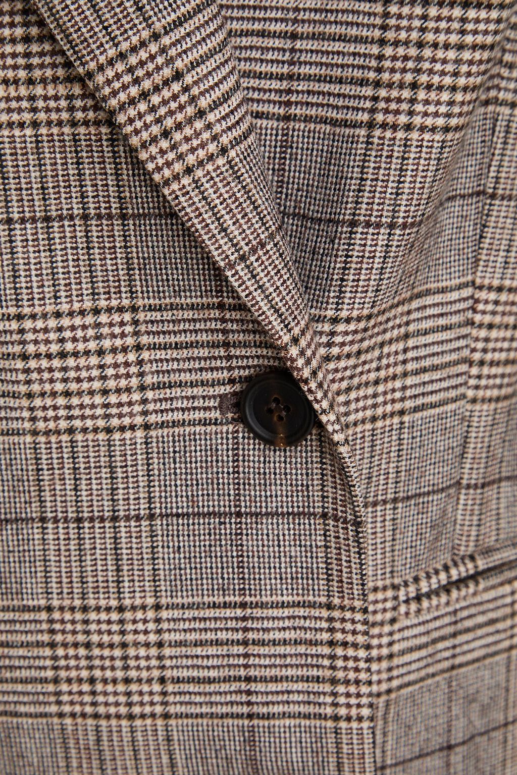 BRUNELLO CUCINELLI Double-breasted Prince of Wales checked wool-blend blazer