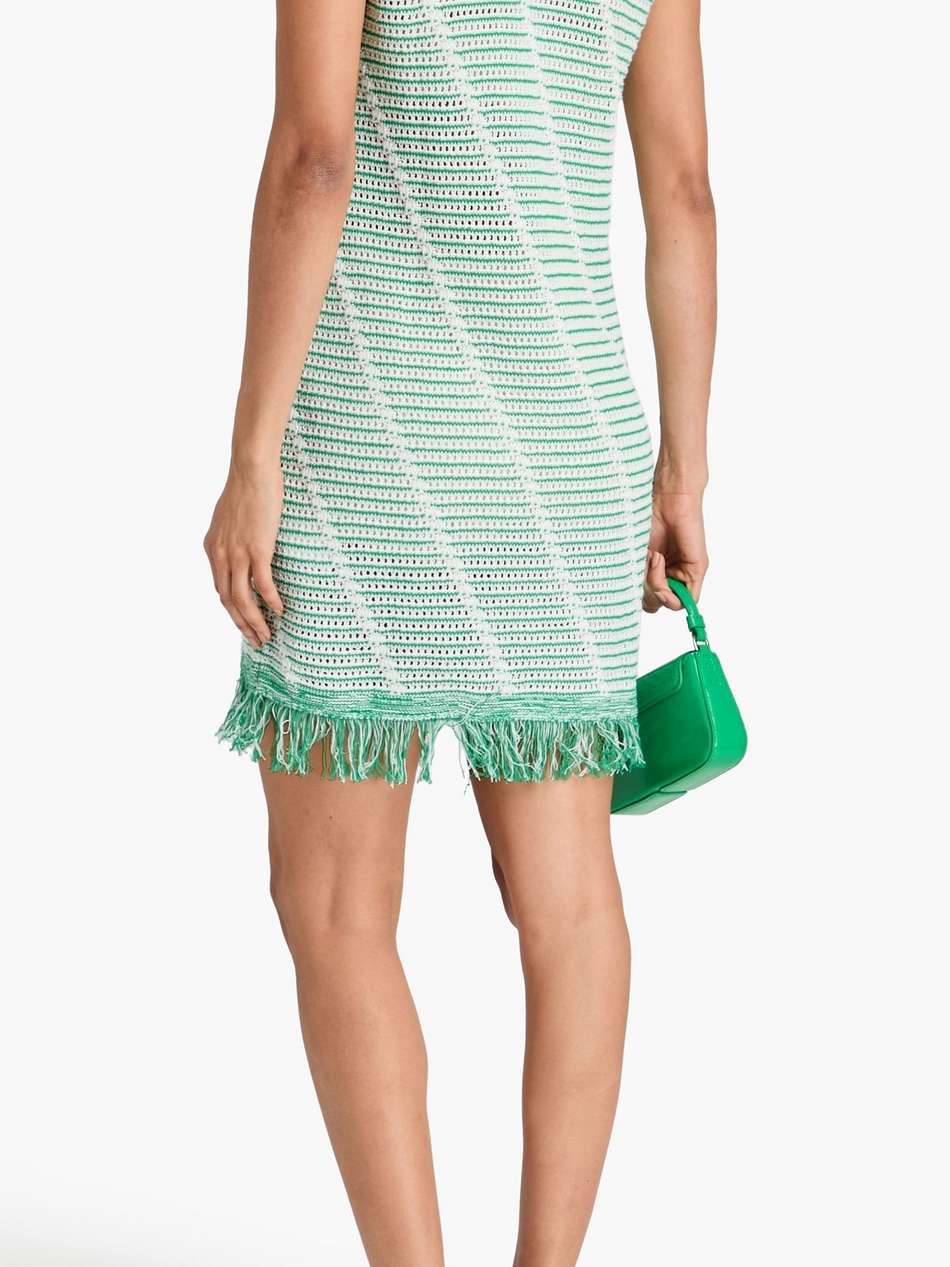 susana fringed striped pointelle-knit cotton mini dress