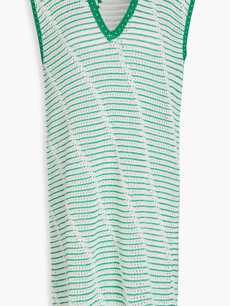 susana fringed striped pointelle-knit cotton mini dress