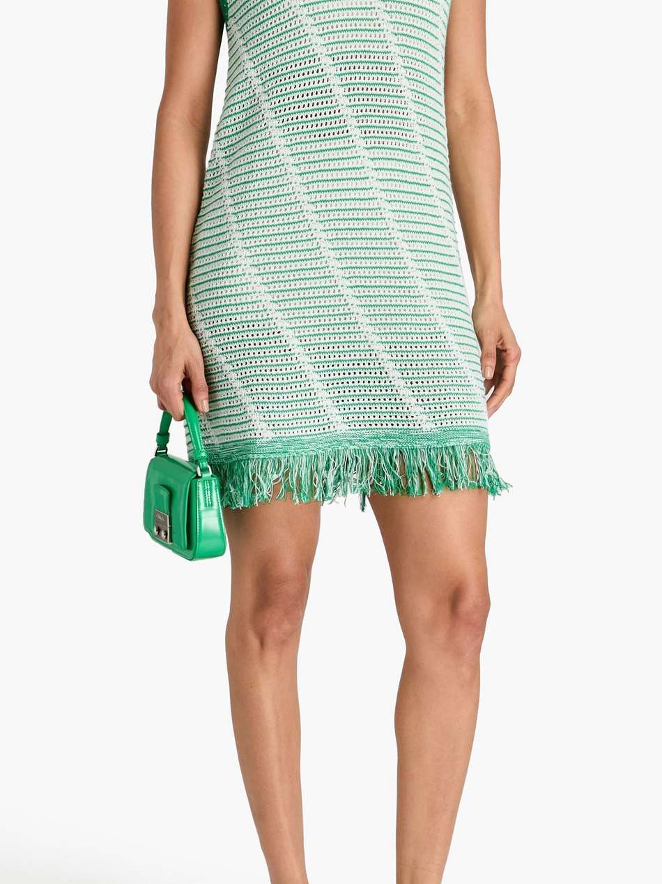 susana fringed striped pointelle-knit cotton mini dress