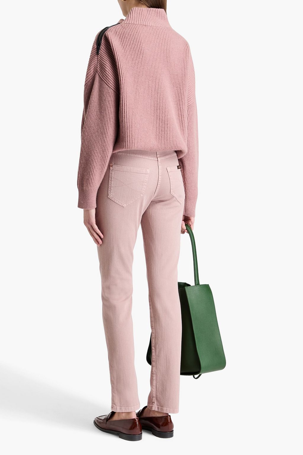 BRUNELLO CUCINELLI كنزة رياضية بياقة عالية مصنوعة من الكشمير بتصميم مضلّع ومزينة بالخرز