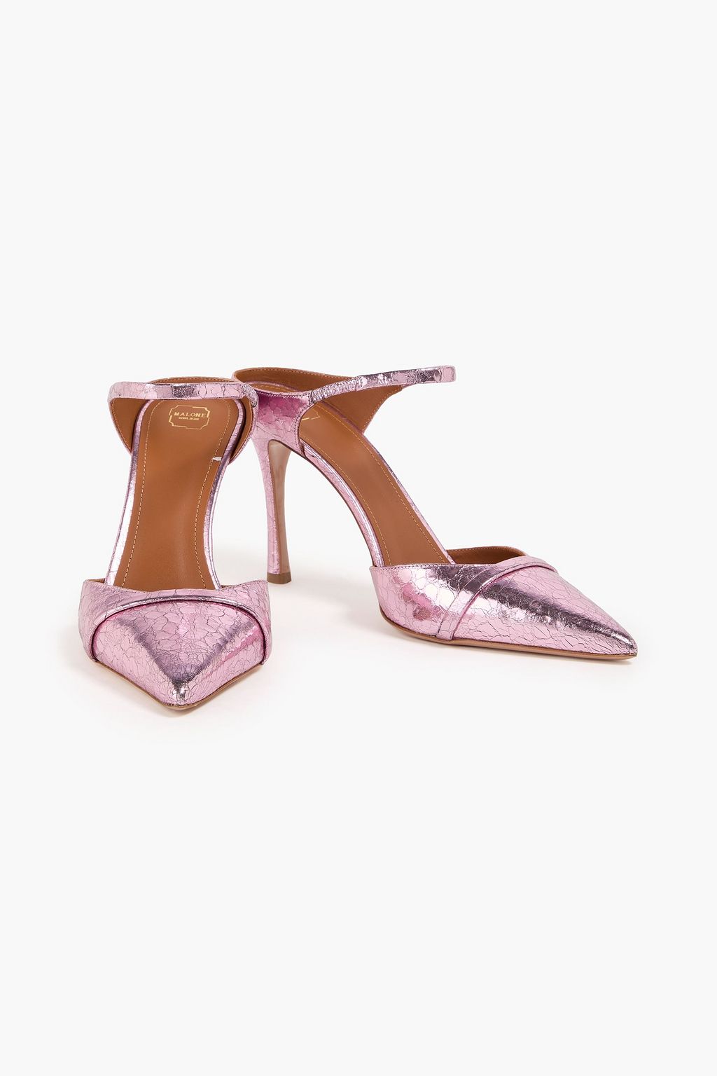 MALONE SOULIERS 우마 메탈릭 크랙 가죽 뮬