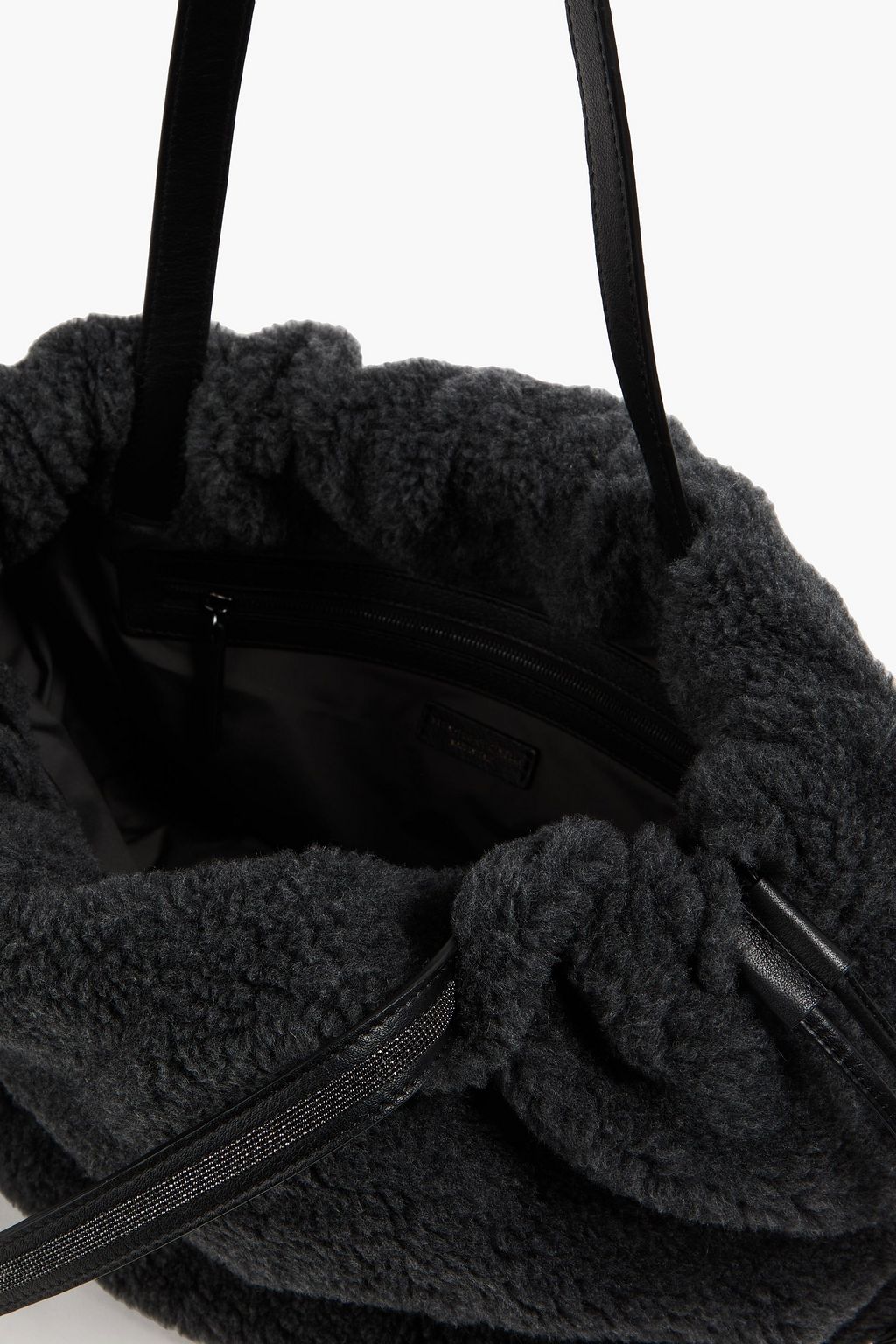 BRUNELLO CUCINELLI حقيبة توت من الجلد الصناعي مزينة بالخرز