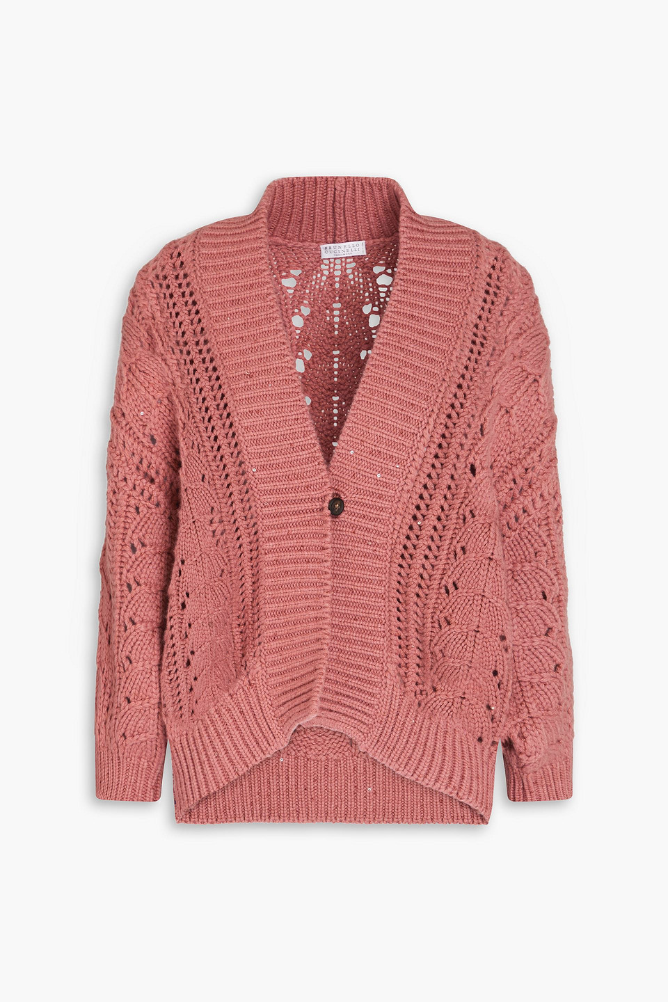 Brunello Cucinelli - Sequin-embellished cashmere and silk-blend cardigan - Pink - XS
