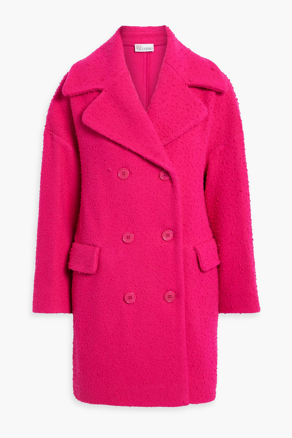 Red Valentino Double-breasted Bouclé Wool Coat In Pink