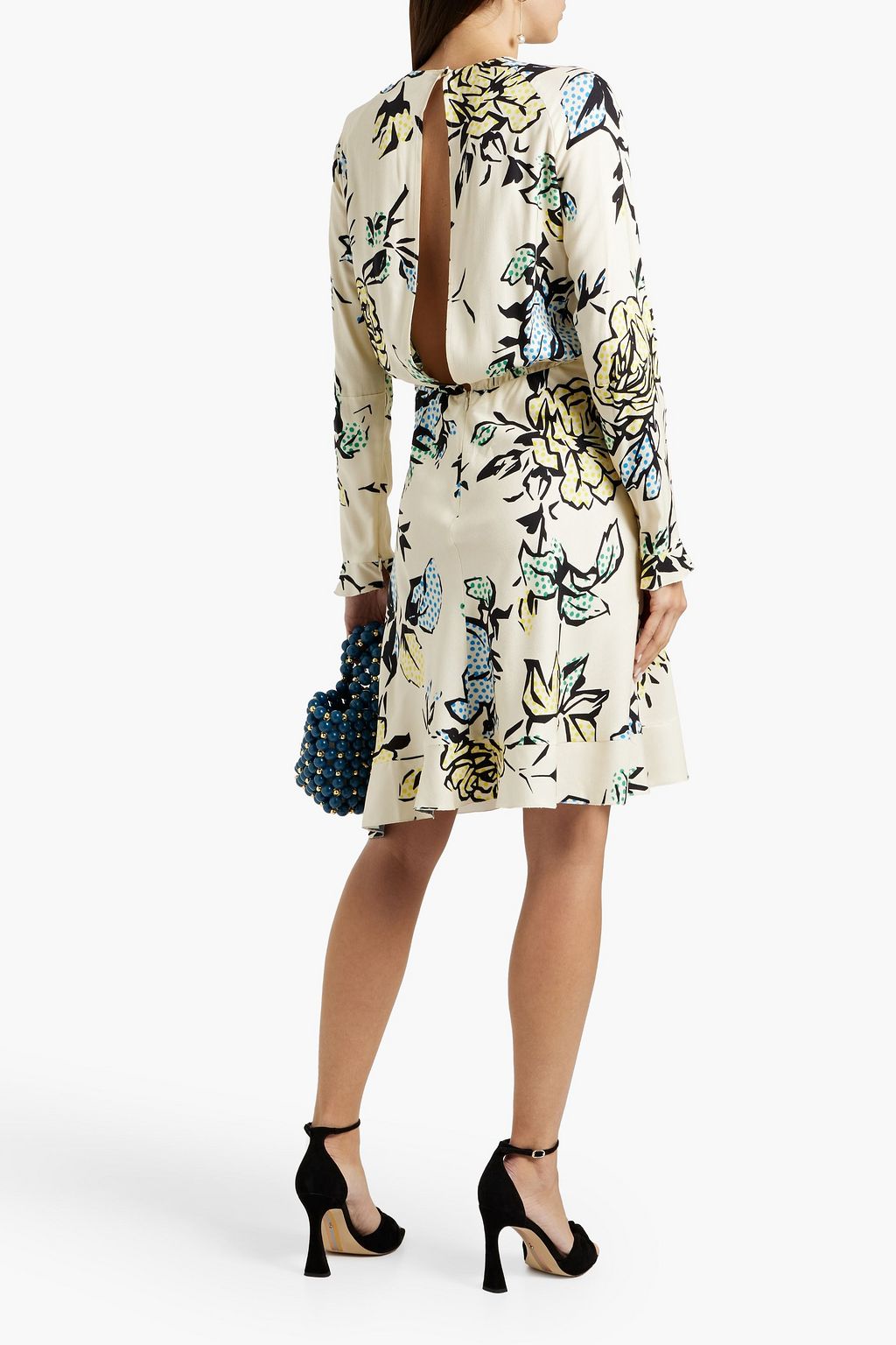 REDVALENTINO Draped cutout floral-print crepe dress