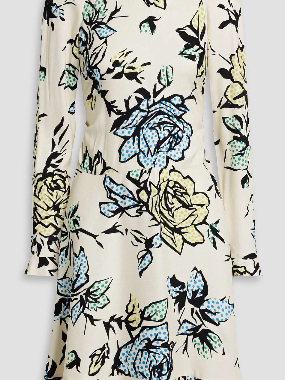 draped cutout floral-print crepe dress