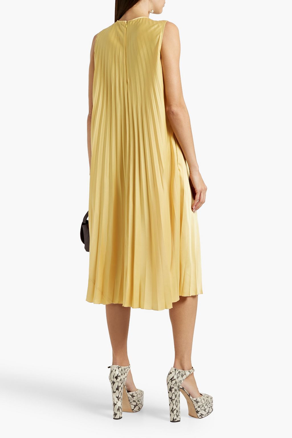 REDVALENTINO Pleated satin midi dress