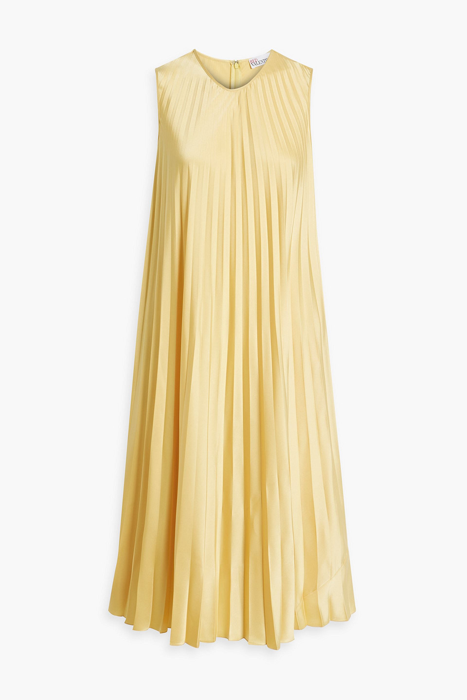 Red Valentino Pleated Satin Midi Dress In Animal Print