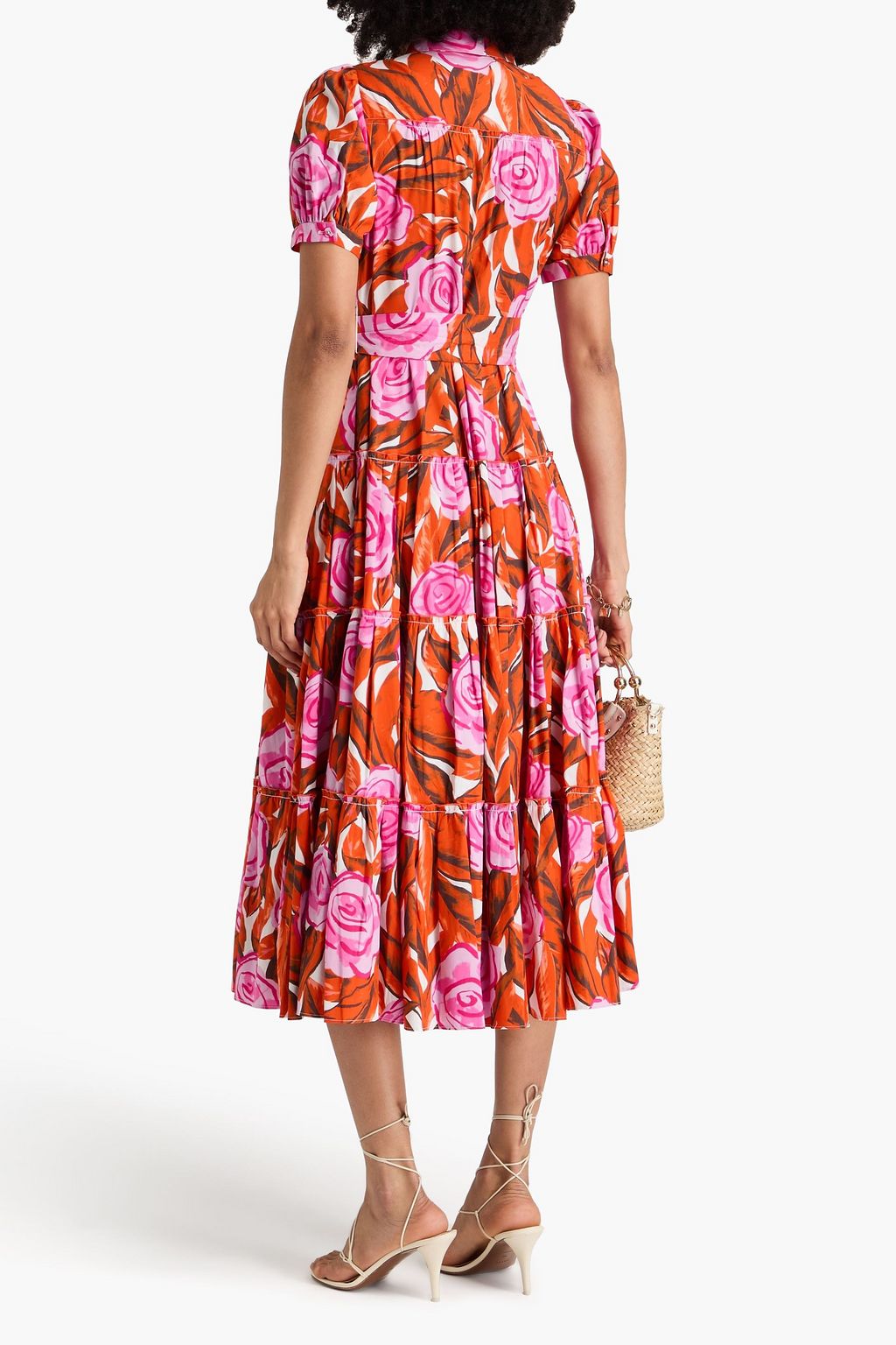 DIANE VON FURSTENBERG コットン混ポプリン ミディシャツワンピース フローラルプリント