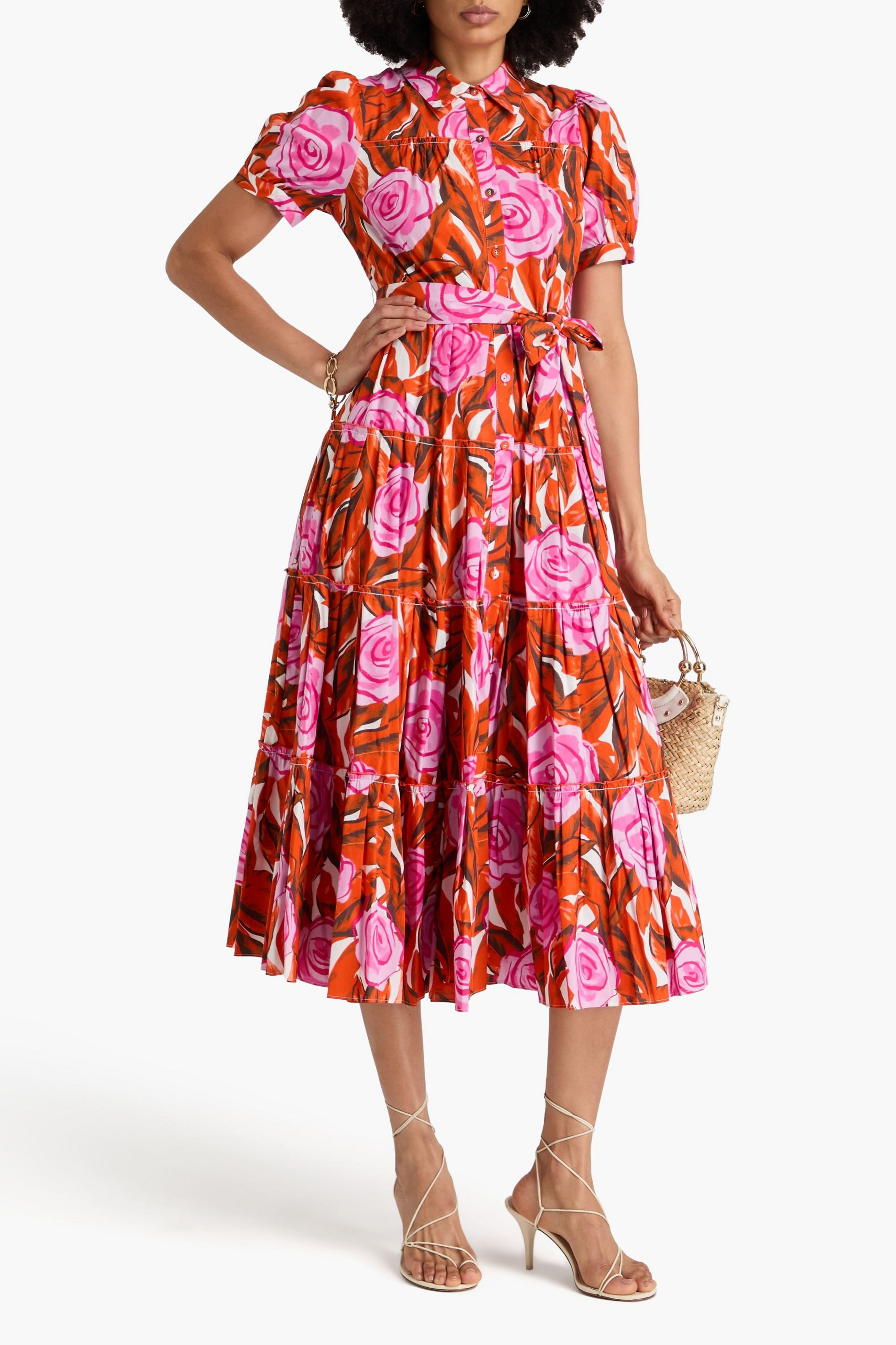 Diane von Furstenberg Queena floral-print cotton-blend poplin midi shirt dress