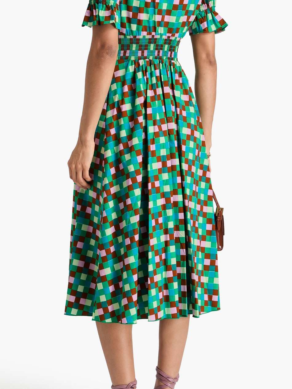 erica pintucked cotton-blend poplin midi dress