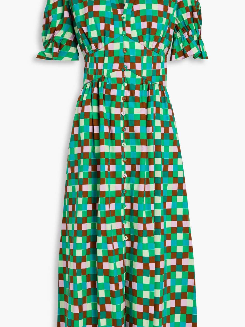erica pintucked cotton-blend poplin midi dress