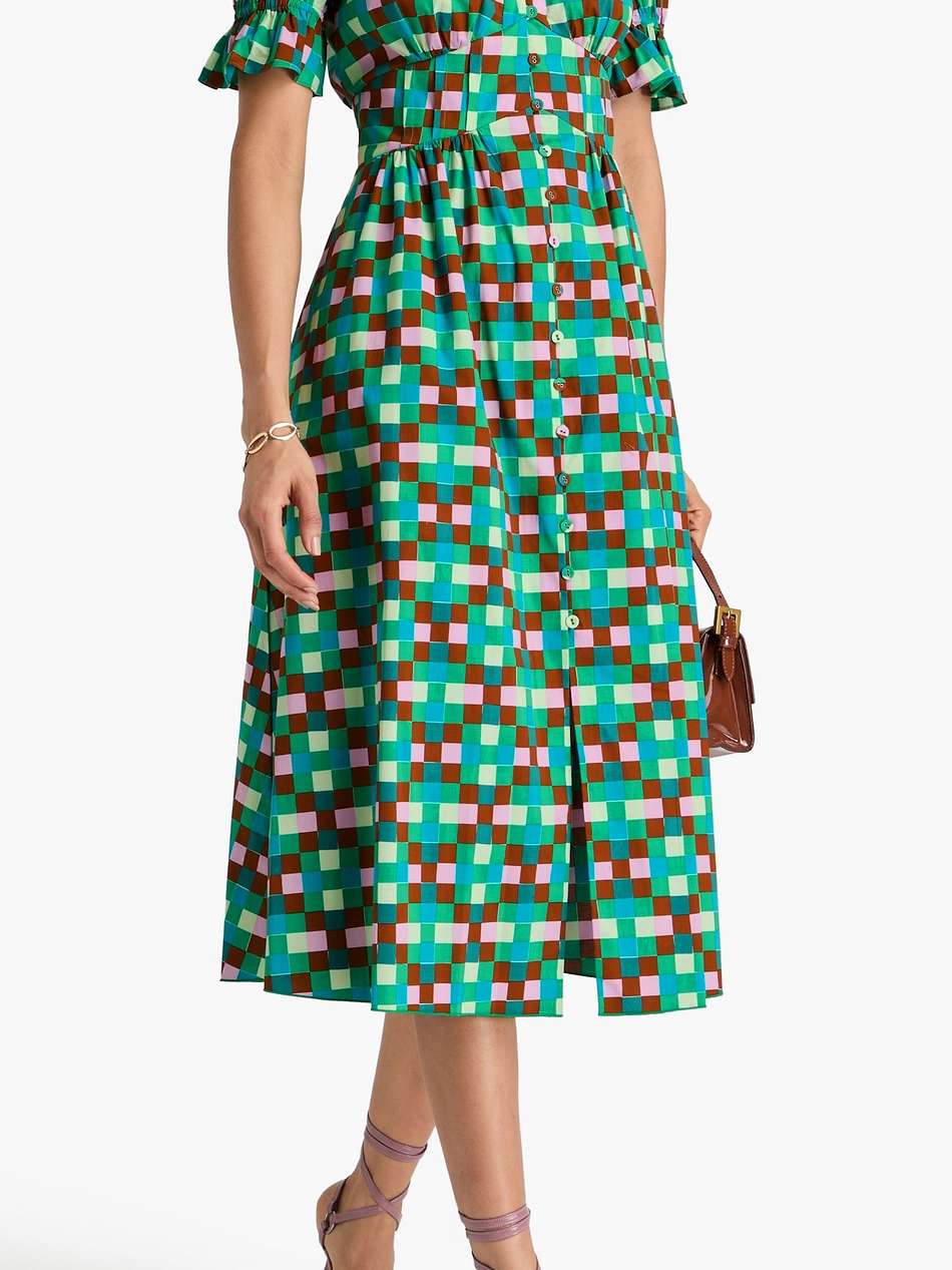 erica pintucked cotton-blend poplin midi dress