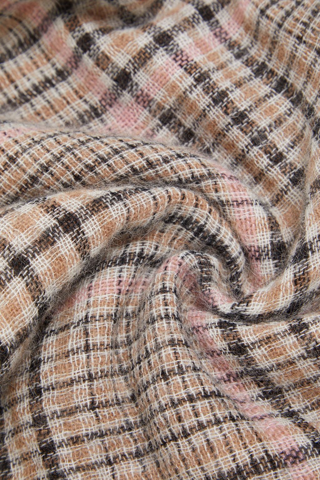 BRUNELLO CUCINELLI ブラッシュドカシミヤ混 ラップコート チェック