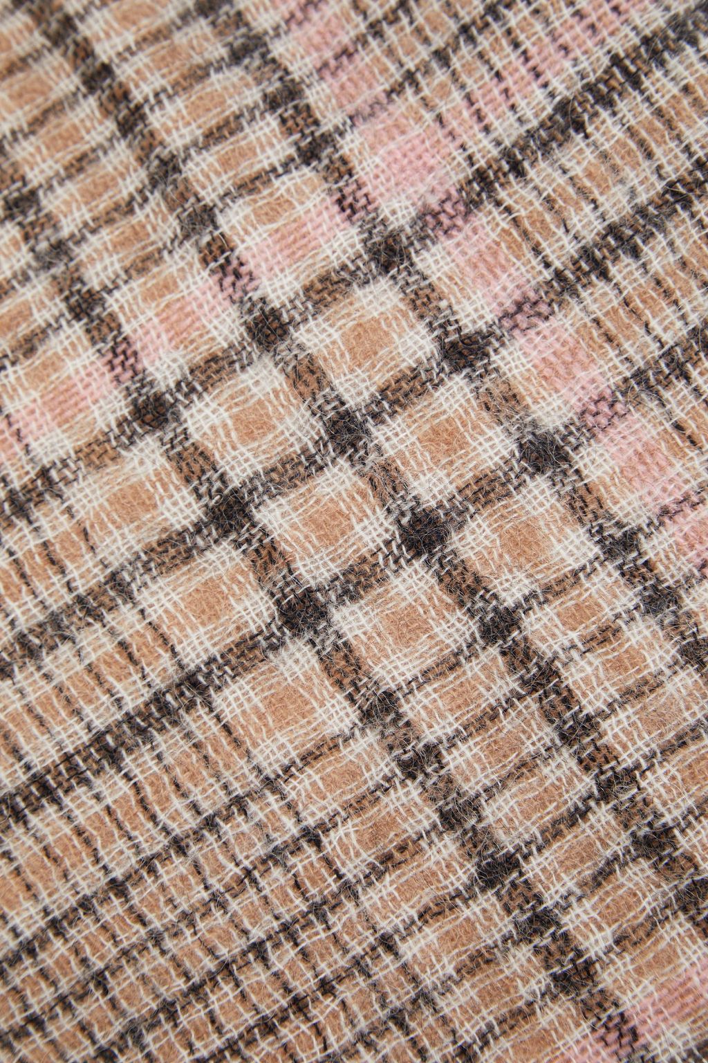 BRUNELLO CUCINELLI ブラッシュドカシミヤ混 ラップコート チェック