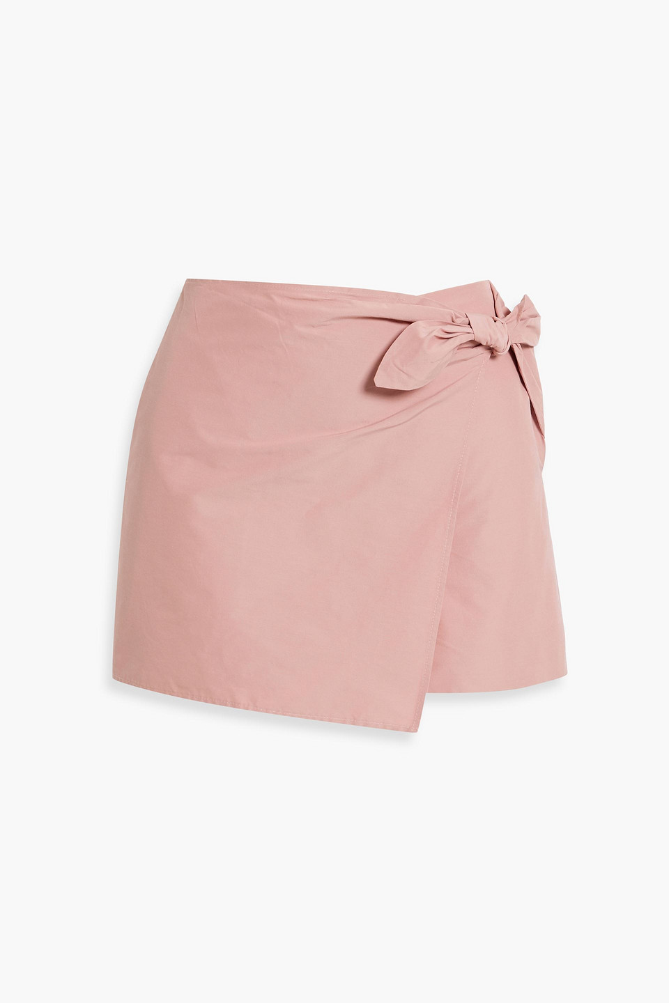 Red Valentino Skirt-effect Bow-detailed Cotton-blend Poplin Shorts In Pink