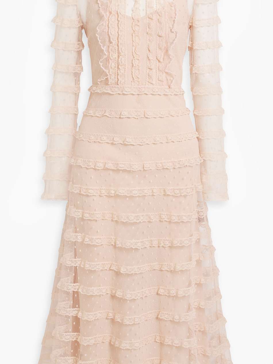 ruffled point d'espirit midi dress