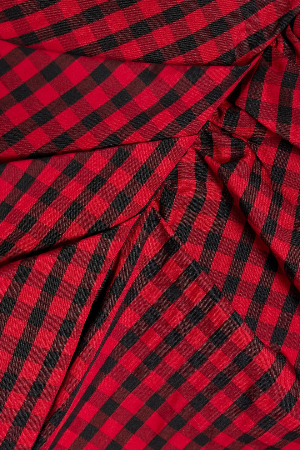 Red Valentino One-shoulder Gingham Cotton-blend Poplin Bodysuit In Red