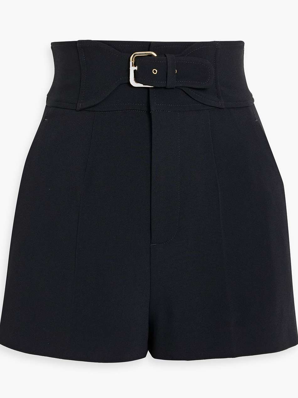 belted crepe shorts