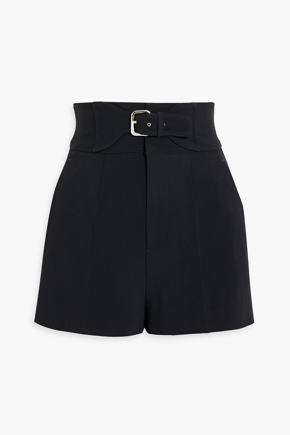 Red Valentino Belted Crepe Shorts In Black