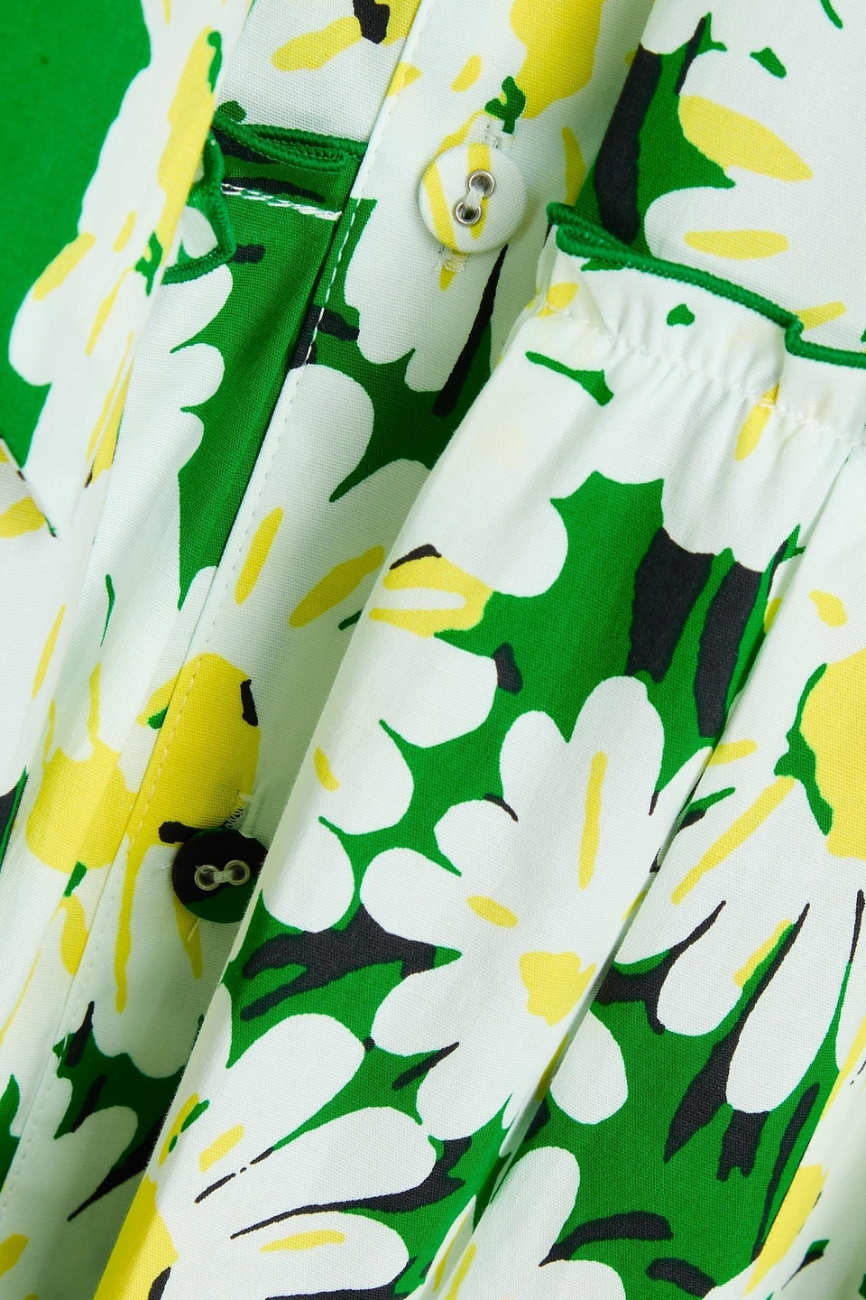 Diane Von Furstenberg Queena Floral-print Cotton-blend Poplin Midi Shirt Dress In Green