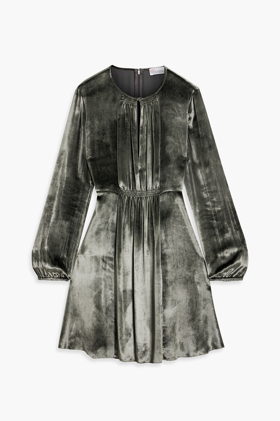 Red Valentino Cutout Velvet Mini Dress In Gray