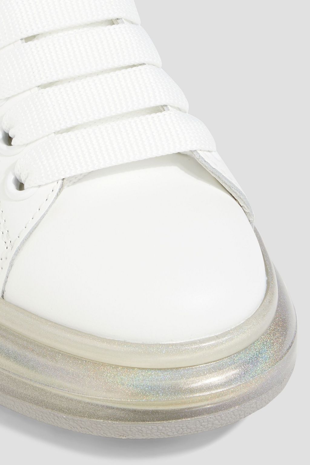 MCQUEEN Iridescent smooth and snake-effect leather exaggerated-sole sneakers