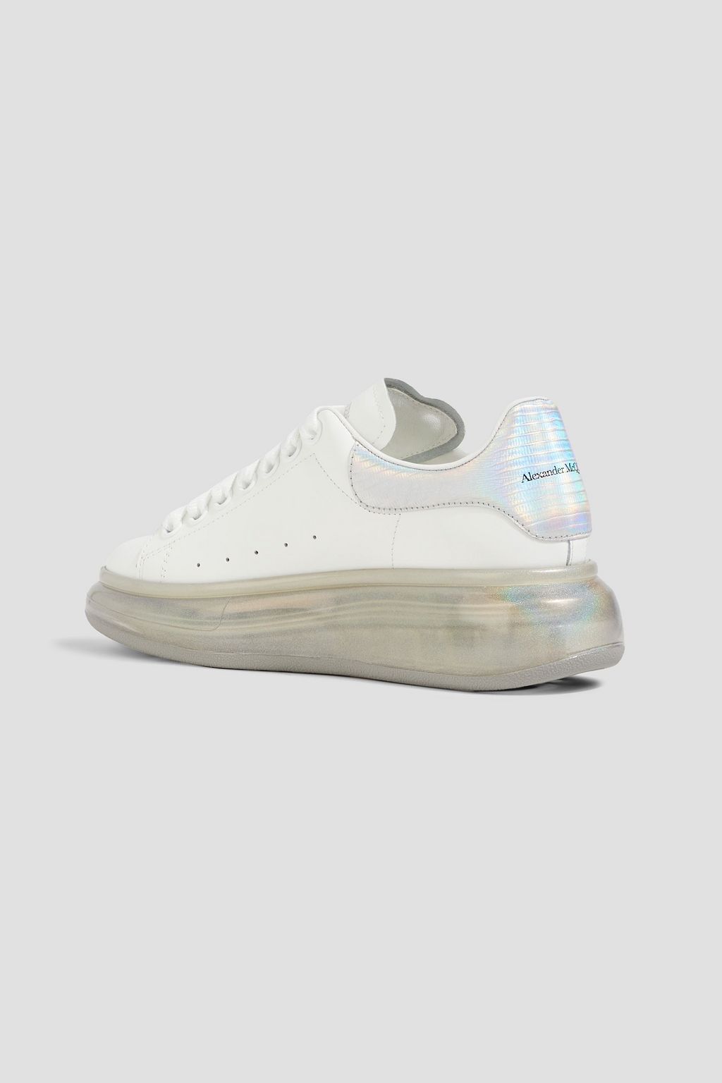MCQUEEN Iridescent smooth and snake-effect leather exaggerated-sole sneakers