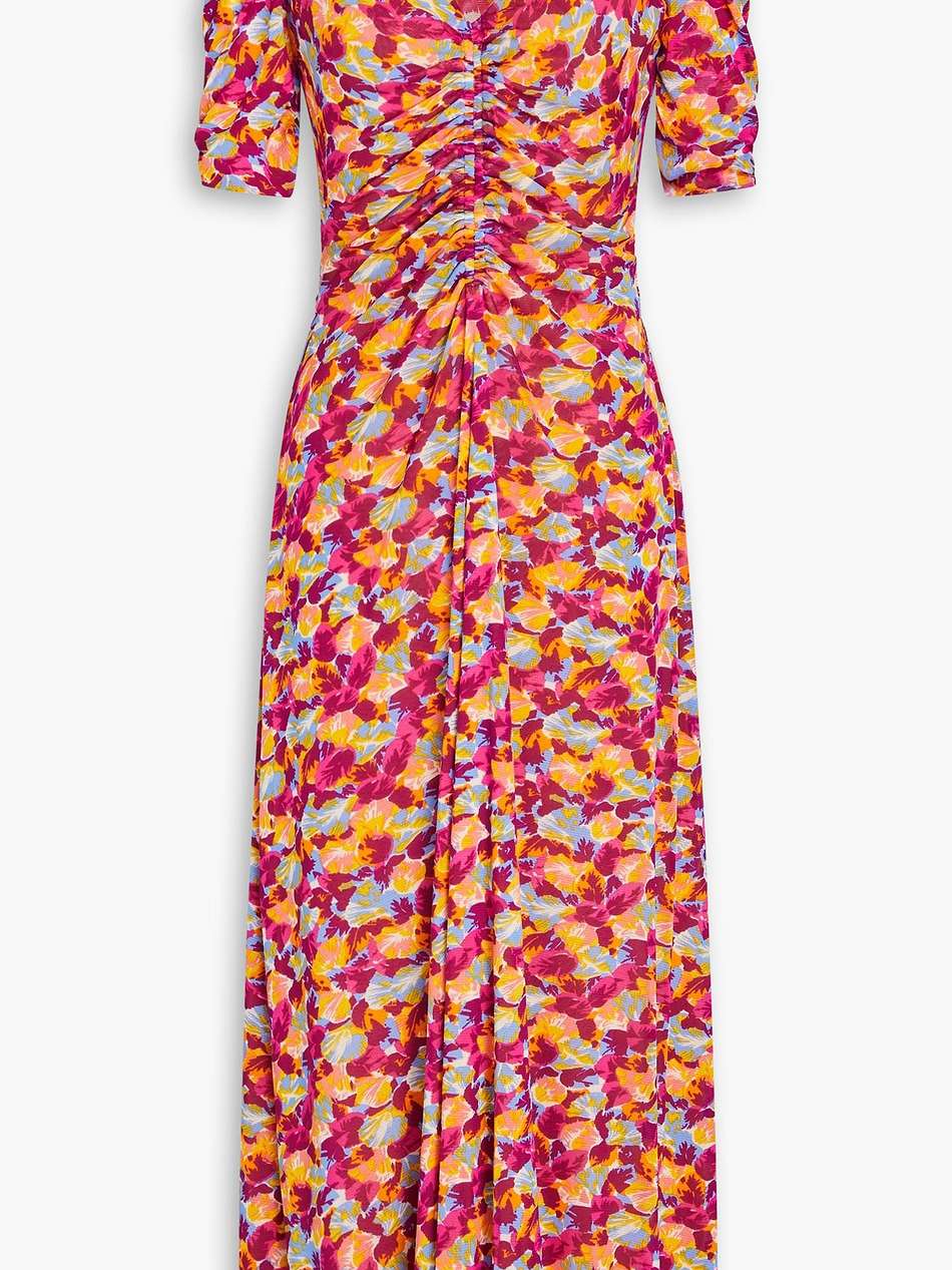 koren reversible printed stretch-mesh midi dress