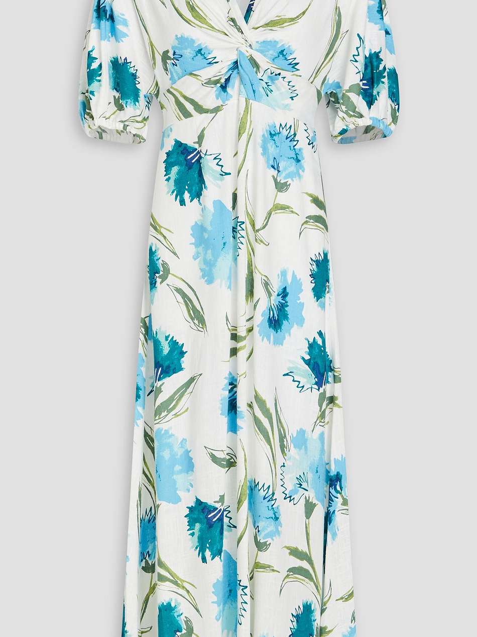 majorie floral-print slub woven midi dress