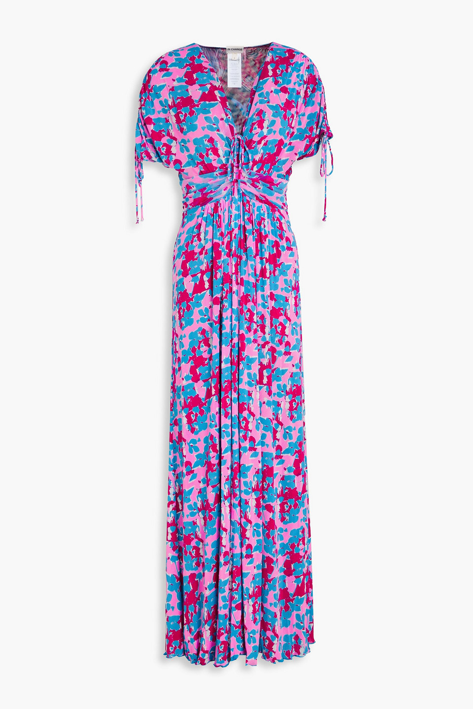 Diane Von Furstenberg Charlotte Gathered Printed Stretch-tulle Midi Dress In Azure