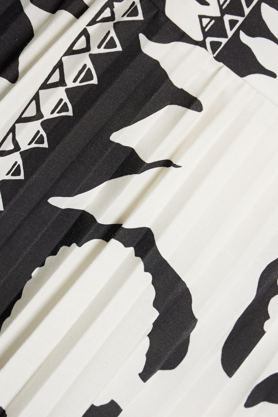 Red Valentino Pleated Printed Twill Midi Skirt In Black