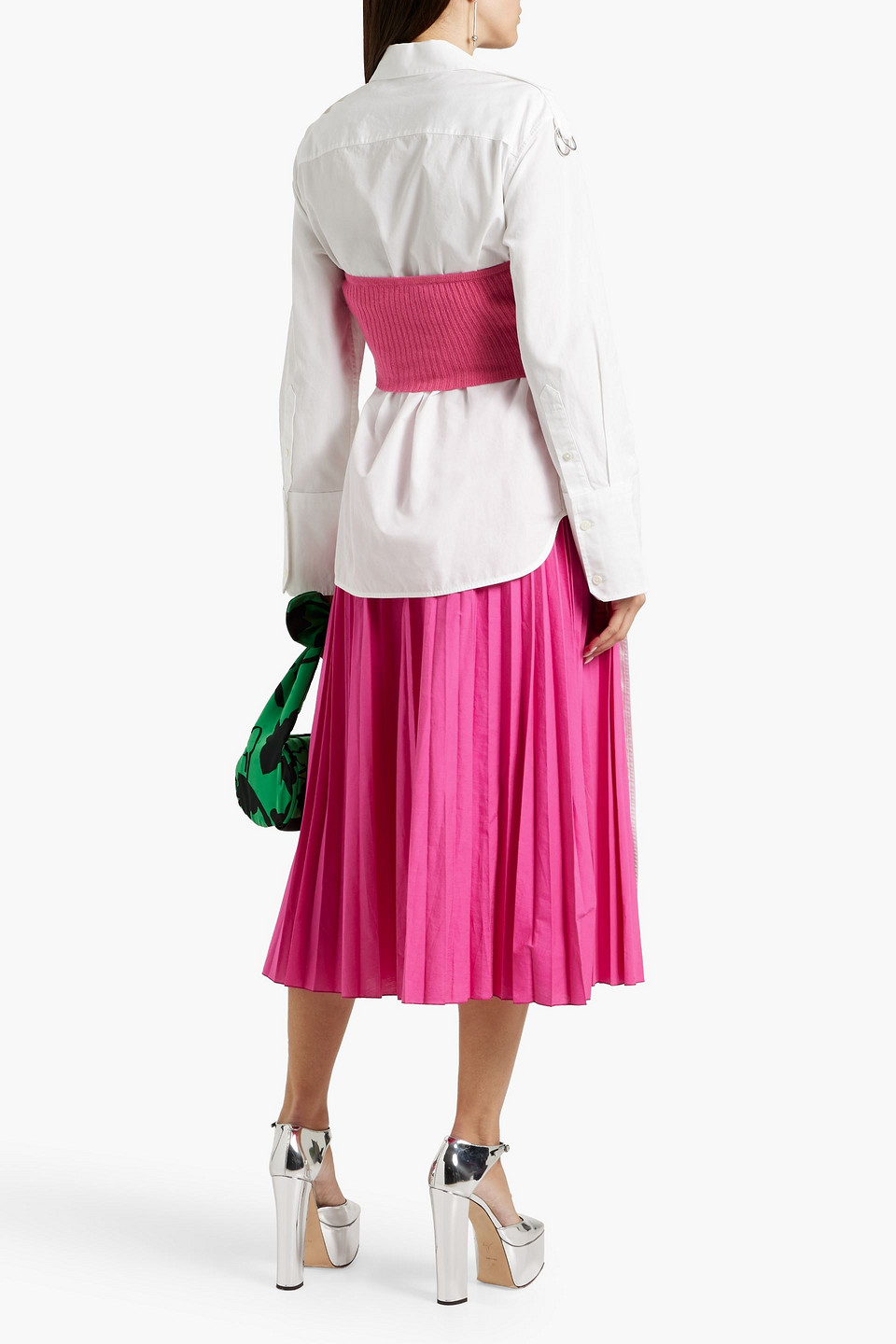 Red Valentino Pleated Cotton-blend Midi Skirt In Pink
