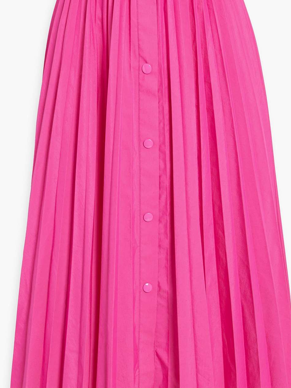 pleated cotton-blend midi skirt