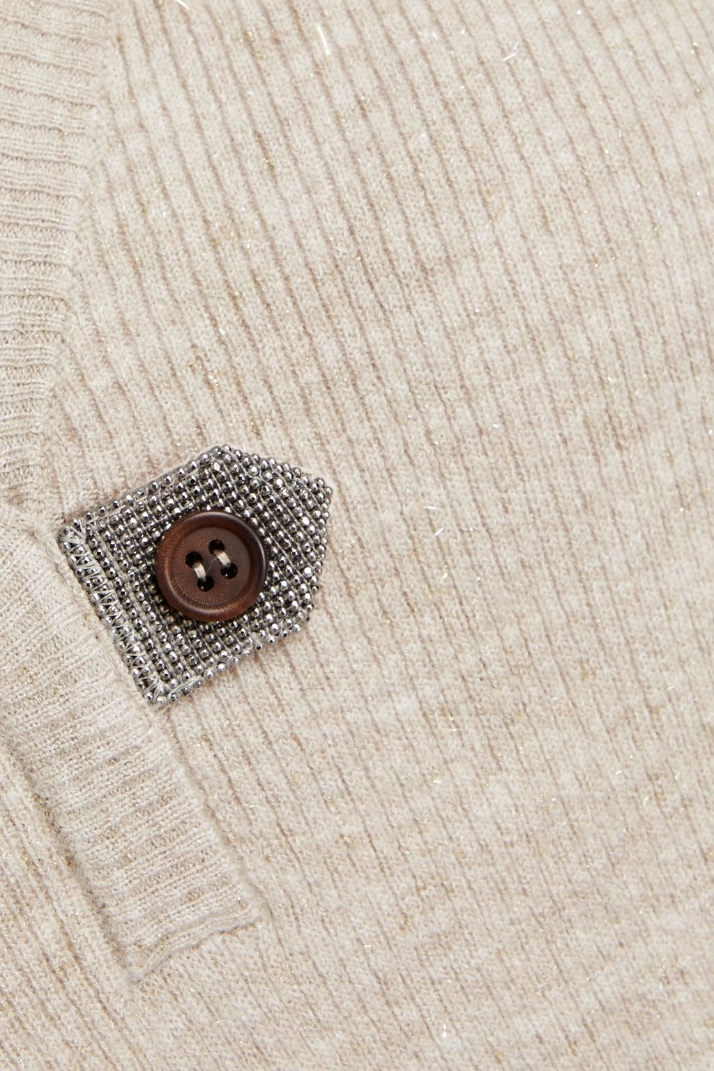 BRUNELLO CUCINELLI بلوزة من نسيج بحبكة مضلّعة بلون معدني