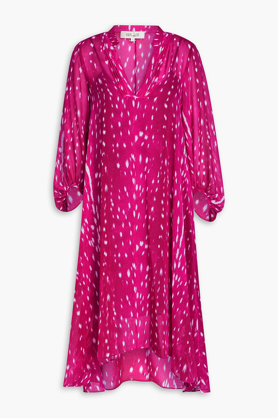 Diane Von Furstenberg Ileana Printed Georgette Midi Dress In Magenta