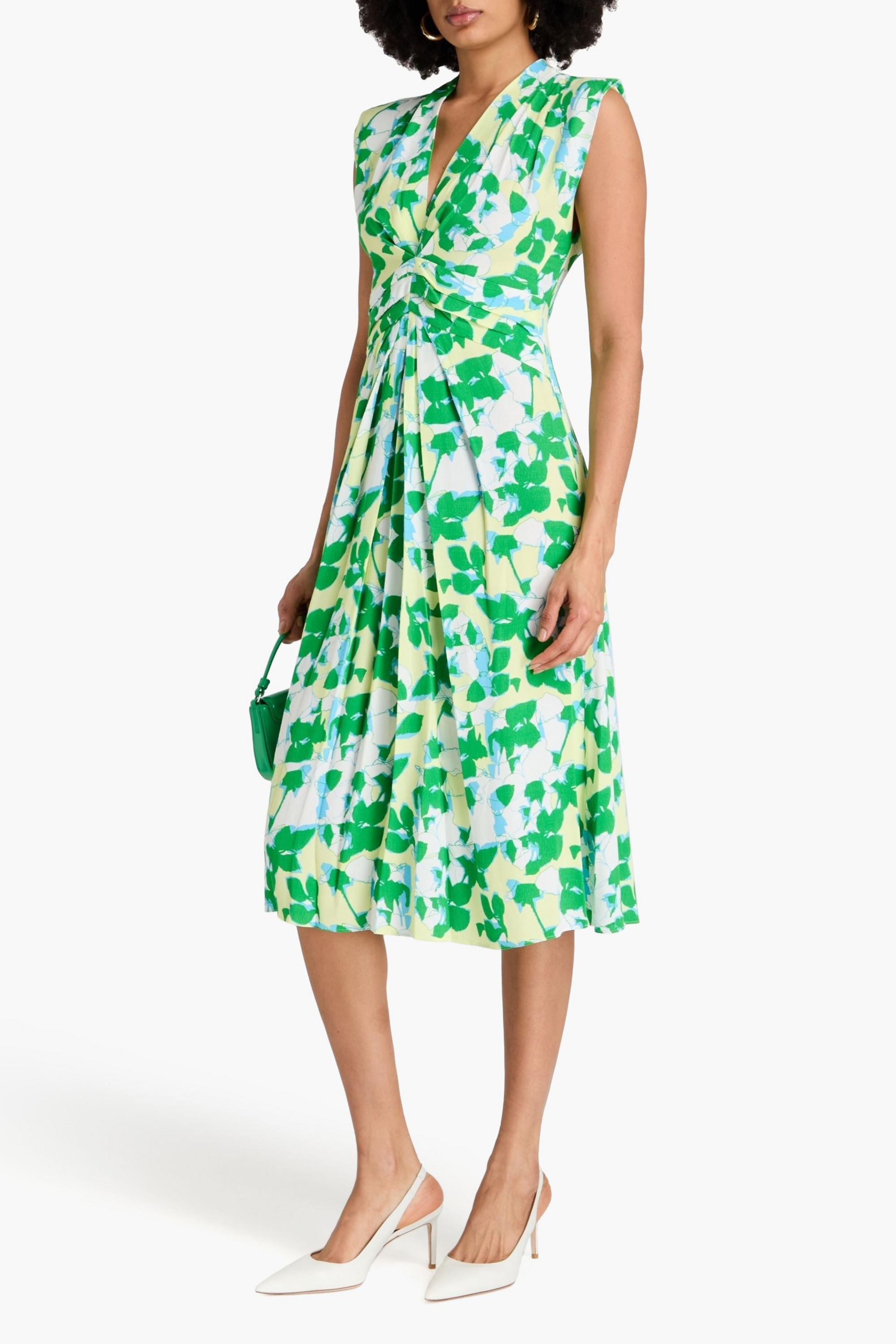 Diane von Furstenberg Livia pleated printed crepe midi dress