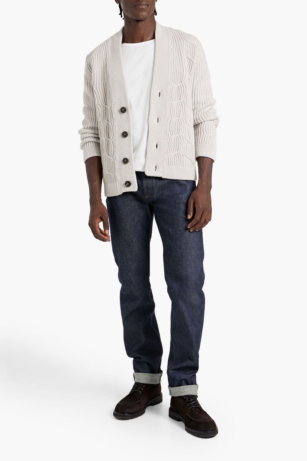 BOGLIOLI Ribbed cable-knit wool cardigan