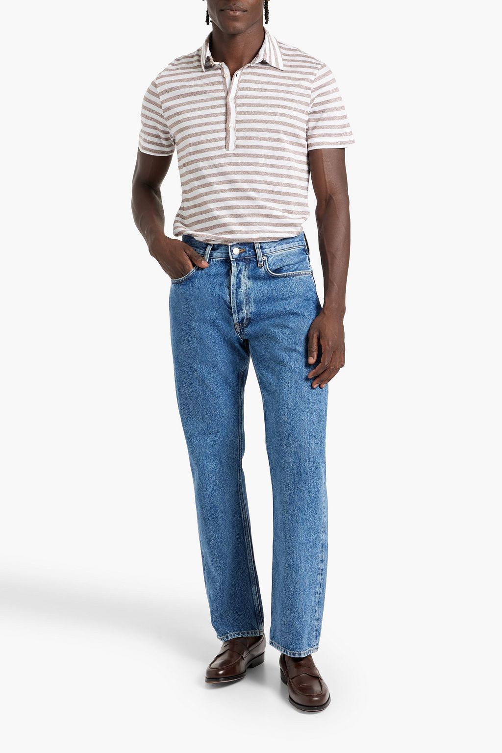 BOGLIOLI Striped linen polo shirt