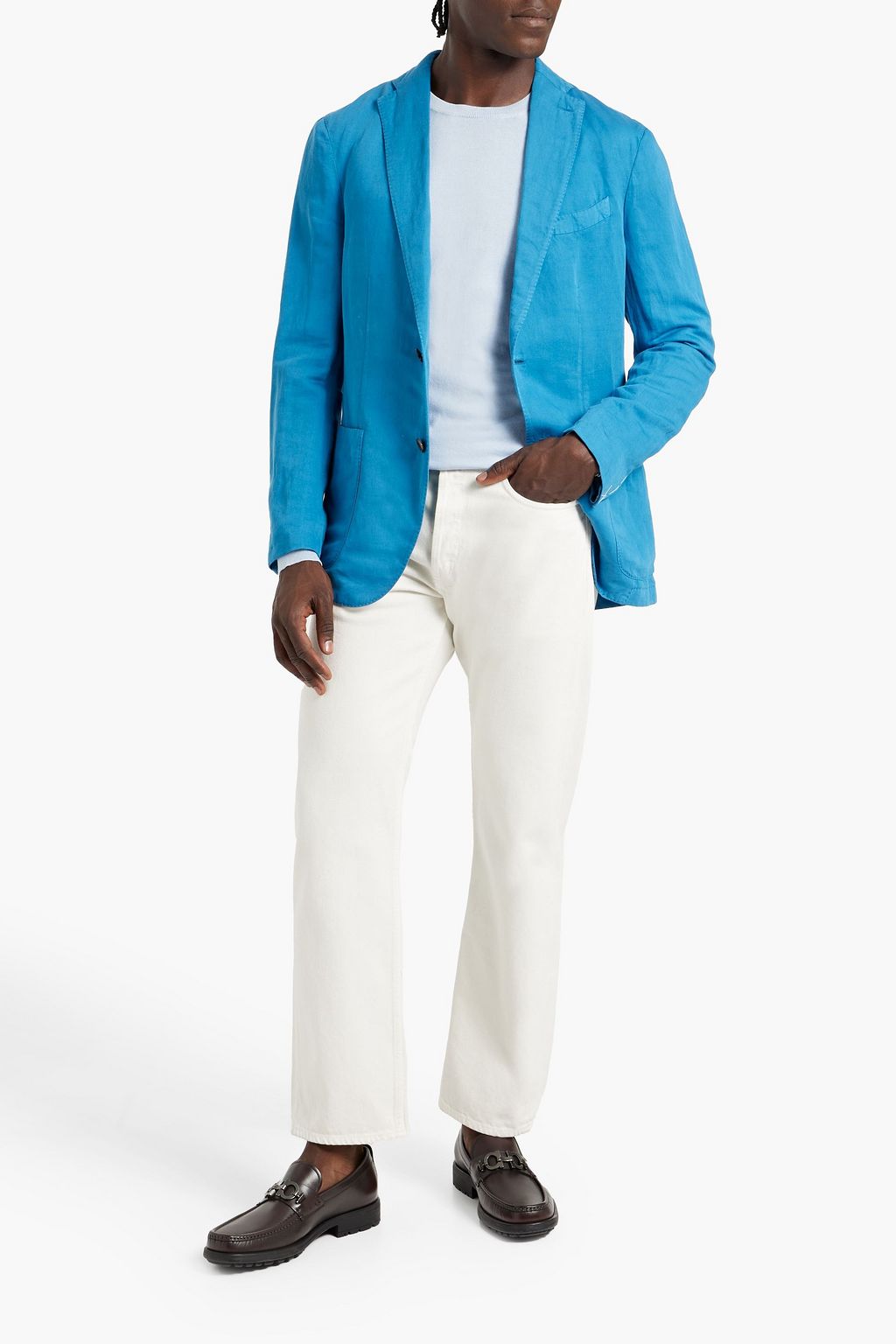 BOGLIOLI Cotton and linen-blend blazer
