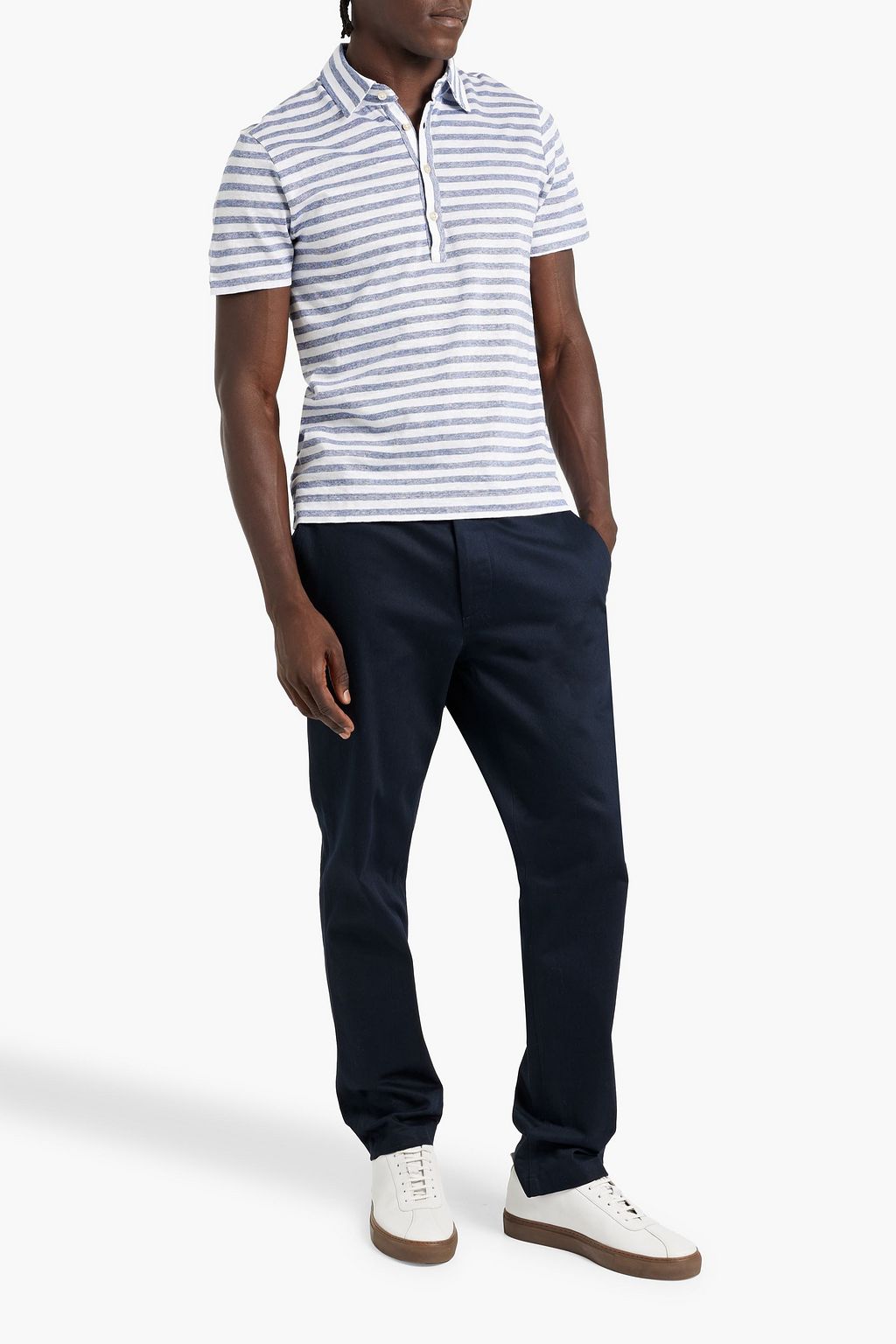 BOGLIOLI Striped linen polo shirt