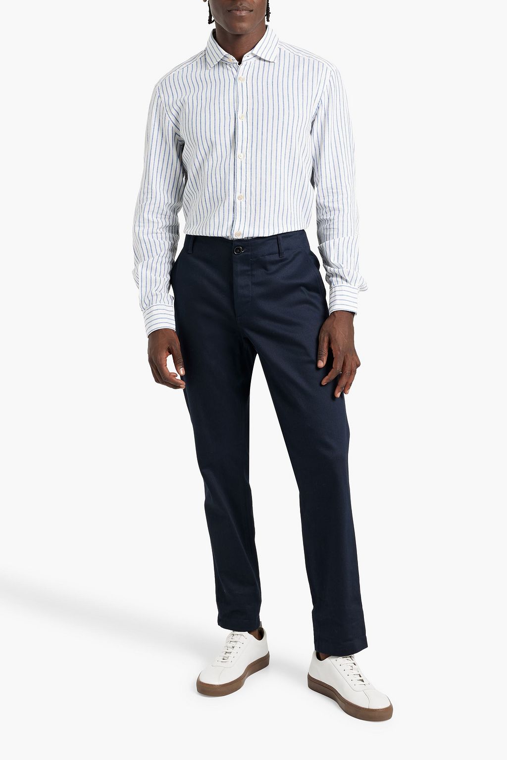 BOGLIOLI Striped linen and cotton-blend shirt