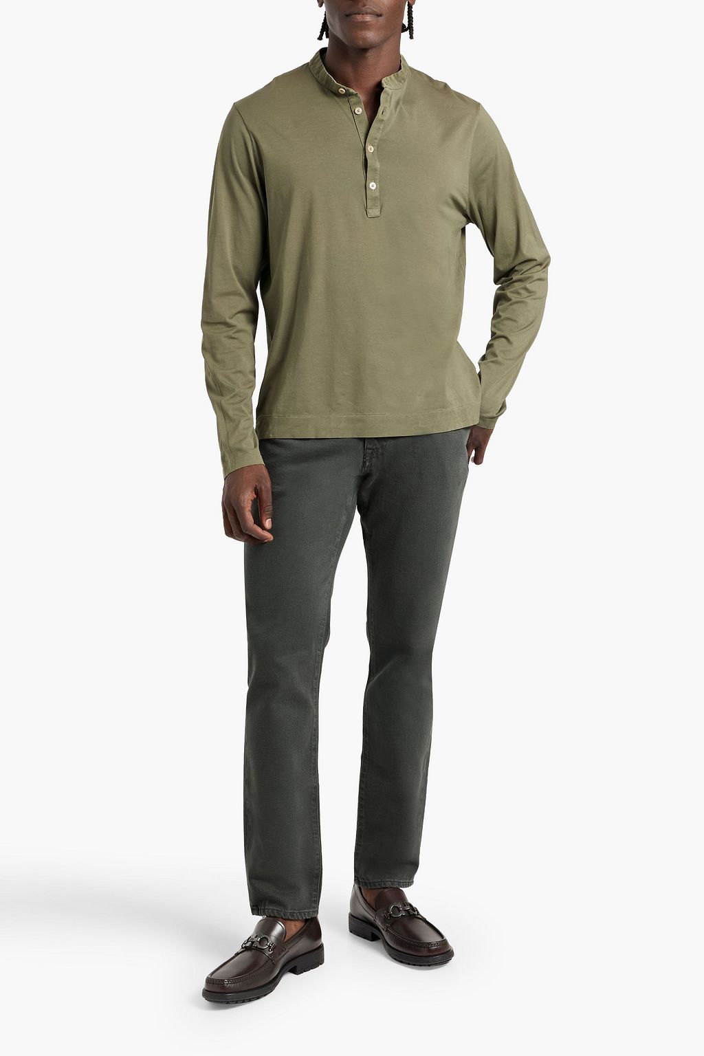 BOGLIOLI Cotton-jersey Henley T-shirt