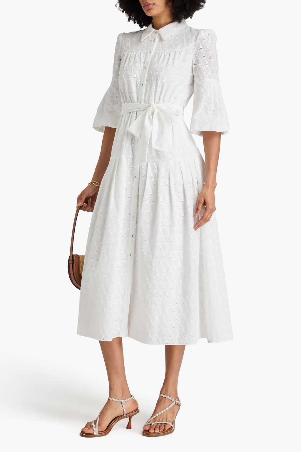 DIANE VON FURSTENBERG Aveena broderie anglaise cotton midi shirt dress