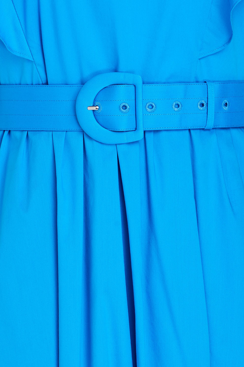 Diane Von Furstenberg Damon Ruffle Sleeve Cotton Blend Midi Dress In Azurblau