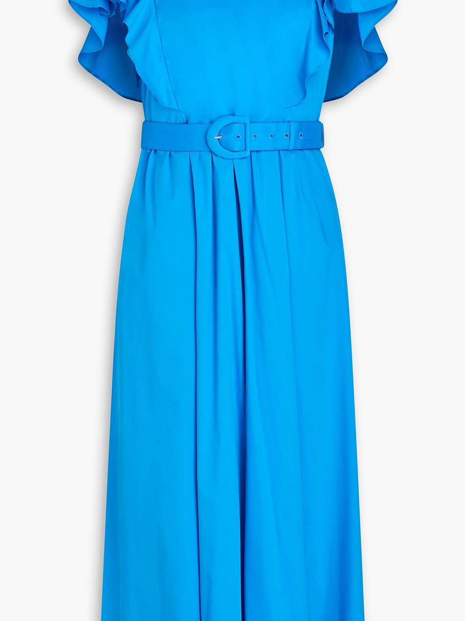 damon ruffled pleated cotton-blend poplin midi dress