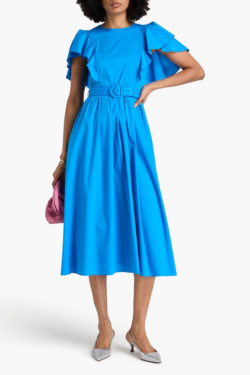 DIANE VON FURSTENBERG Damon ruffled pleated cotton-blend poplin midi dress