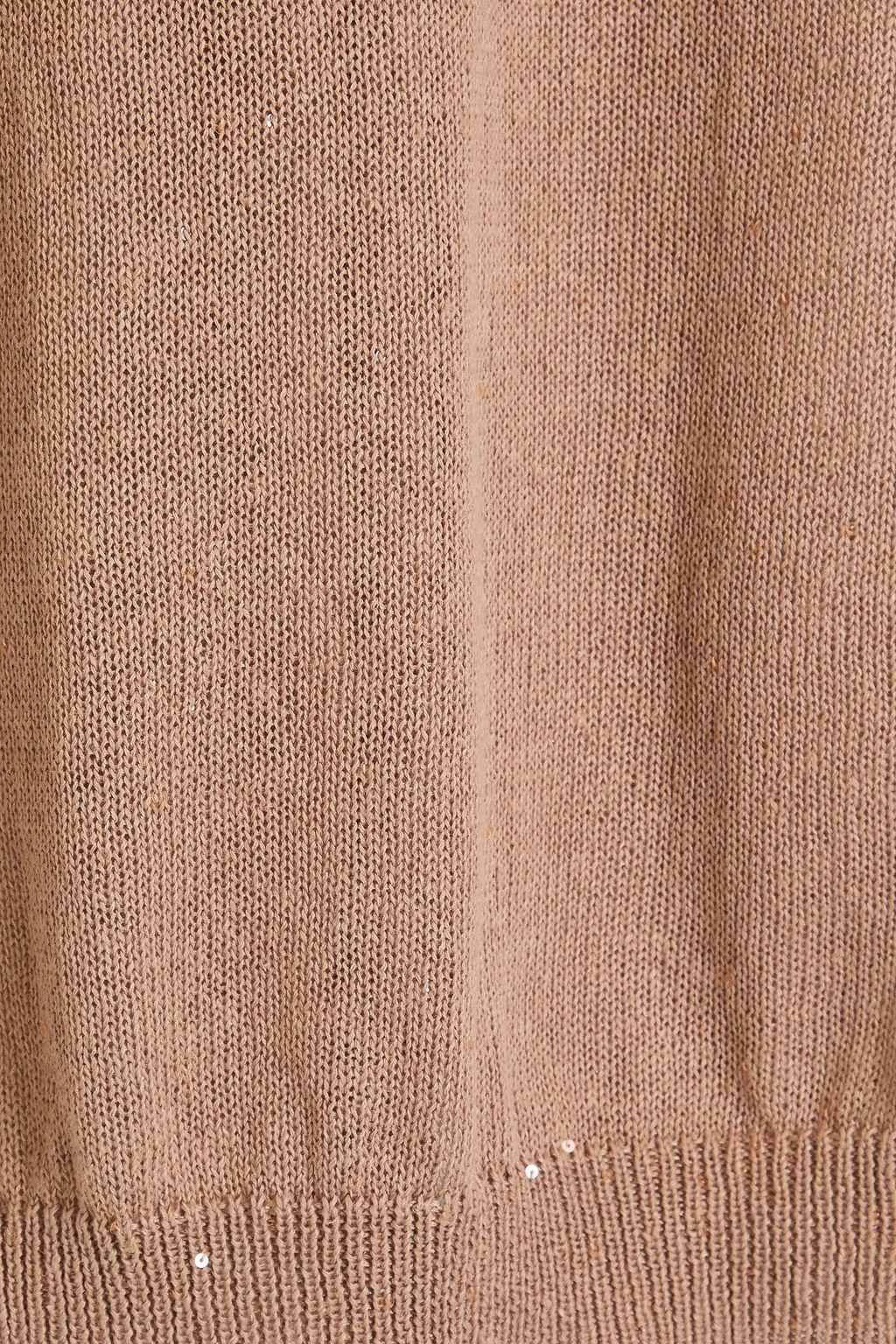 BRUNELLO CUCINELLI فستان متوسط الطول من مزيج حرير والكتّان بتصميم مزركش